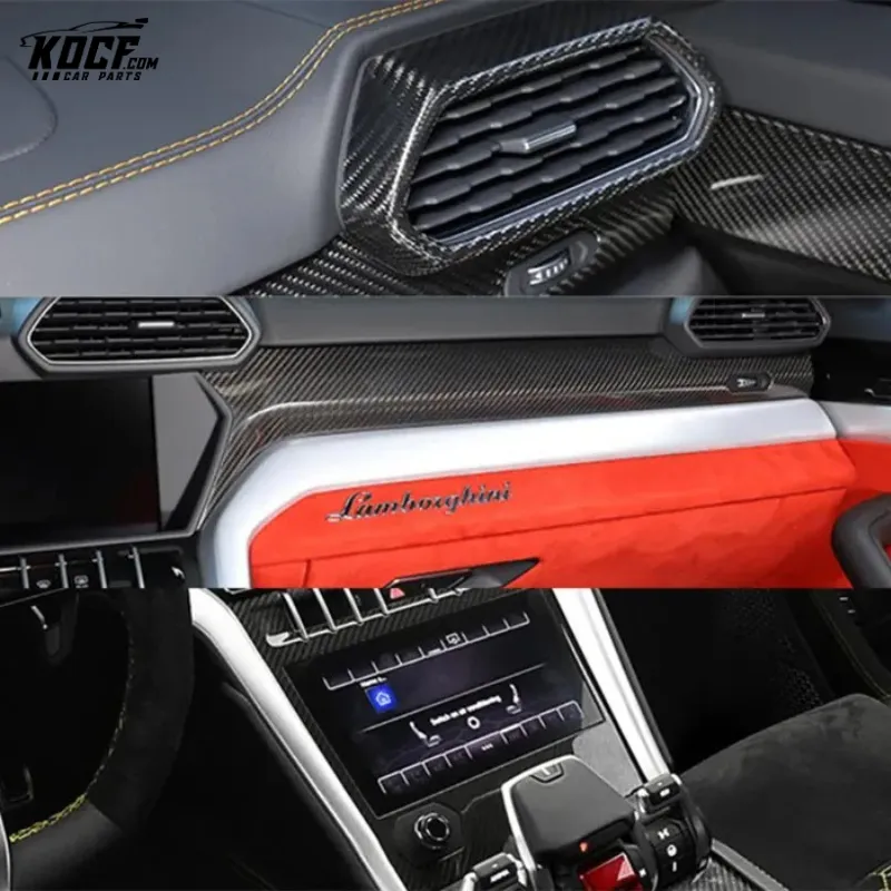16pcs Dry Carbon Fiber OEM Style Car Central Control Trim Dashboard Decorations Interior Trims set For Lambor Urus