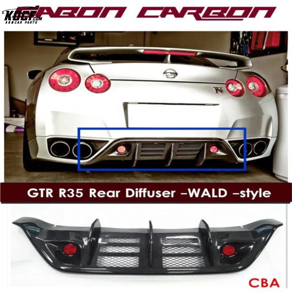 2008-11 WD style carbon fiber rear diffuser with reflectors for GTR R35 CBA
