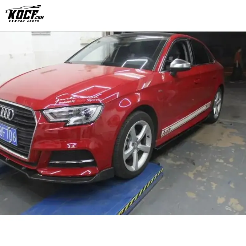 2013-2019 R&CF RS3 style Carbon Fiber Front Bumper Lip Splitter Spoiler For Audi A3 S-line S3