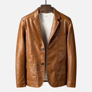 Achille™ - Leather Jacket with Two Buttons