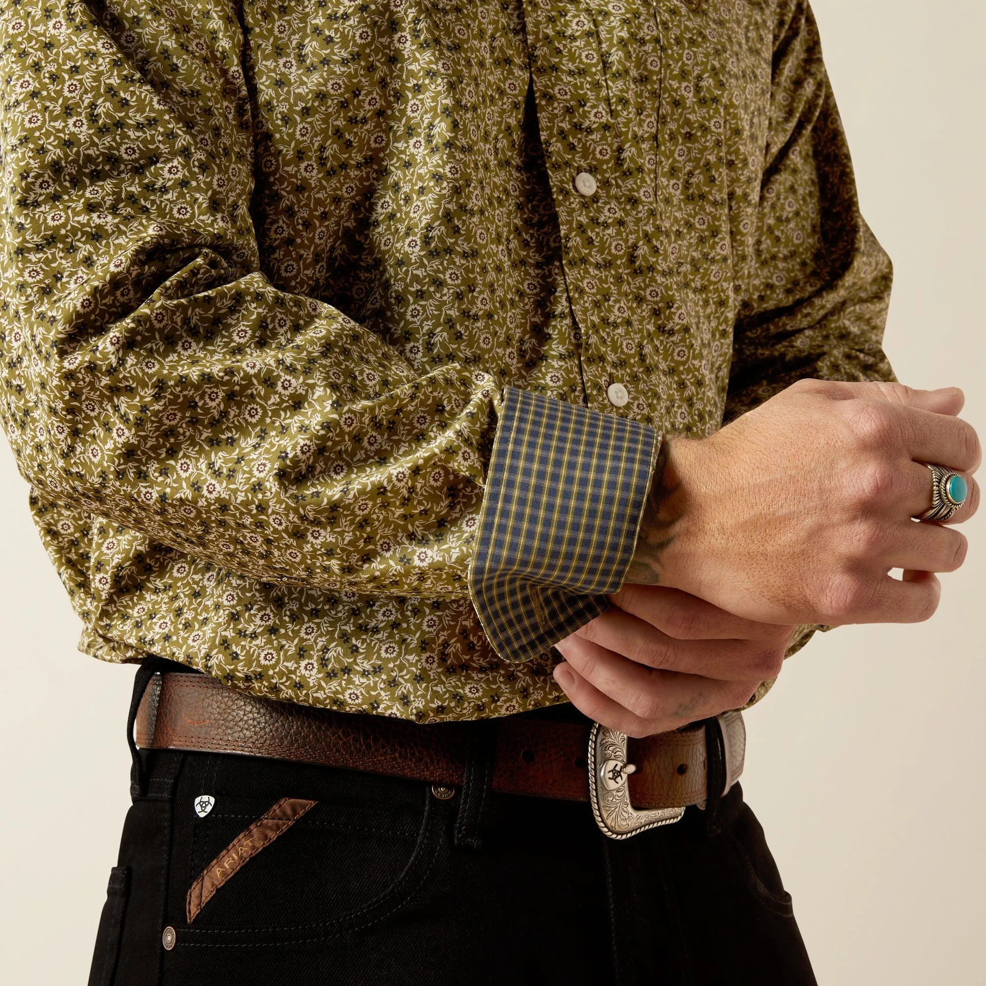 Ariat Men's Wrinkle Free Ferris Filmore Classic Fit Shirt Green