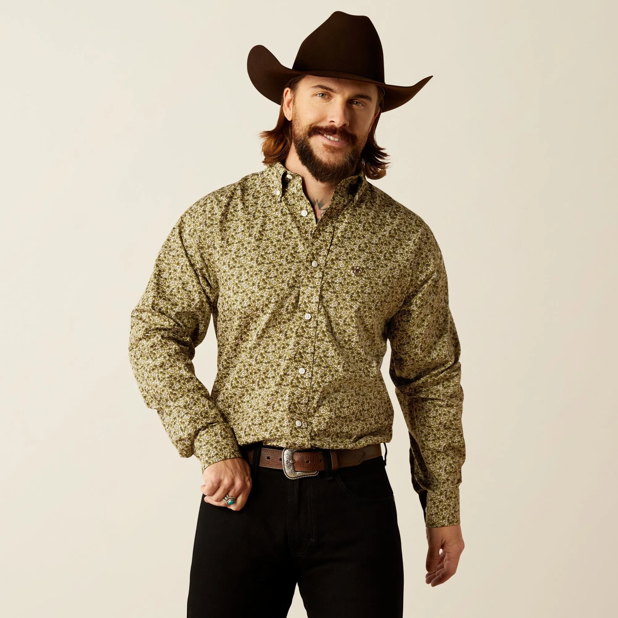 Ariat Men's Wrinkle Free Ferris Filmore Classic Fit Shirt Green