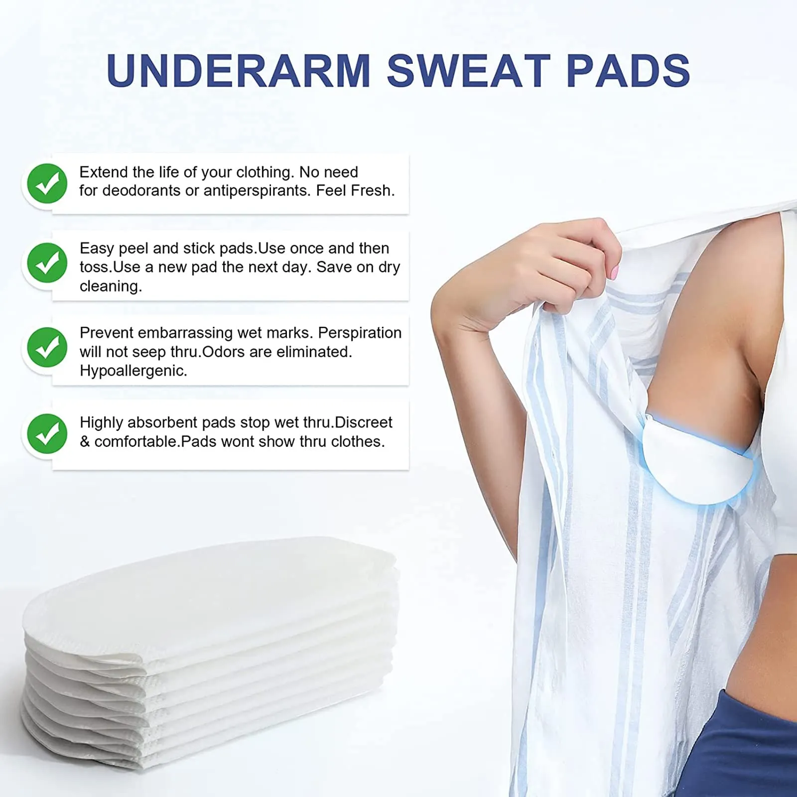 Armpit Sweat Pads, XOTUUY Underarm Sweat Pads for Women and Men [100 Packs], Disposable Sweat Pads for Women Armpits, Comfortable Unflavored, Non Visible