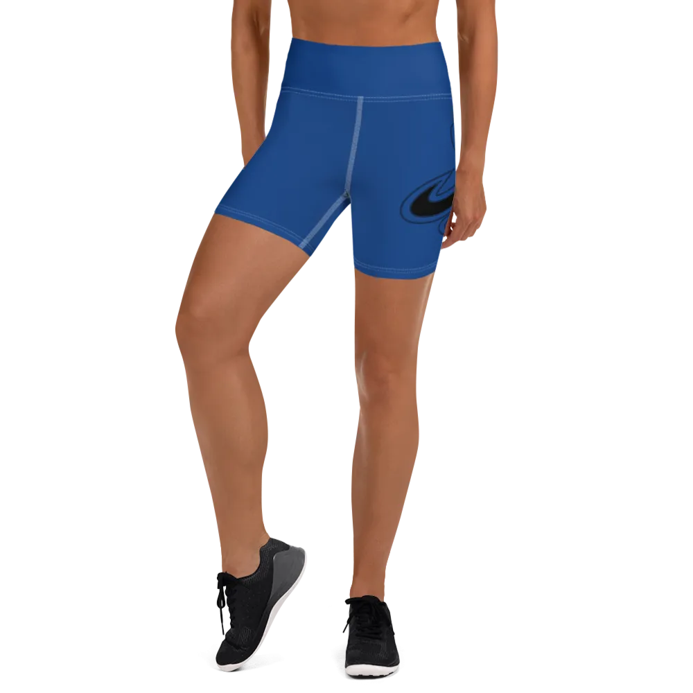Athletic Apparatus Blue 2 Black Logo White stitch Yoga Shorts