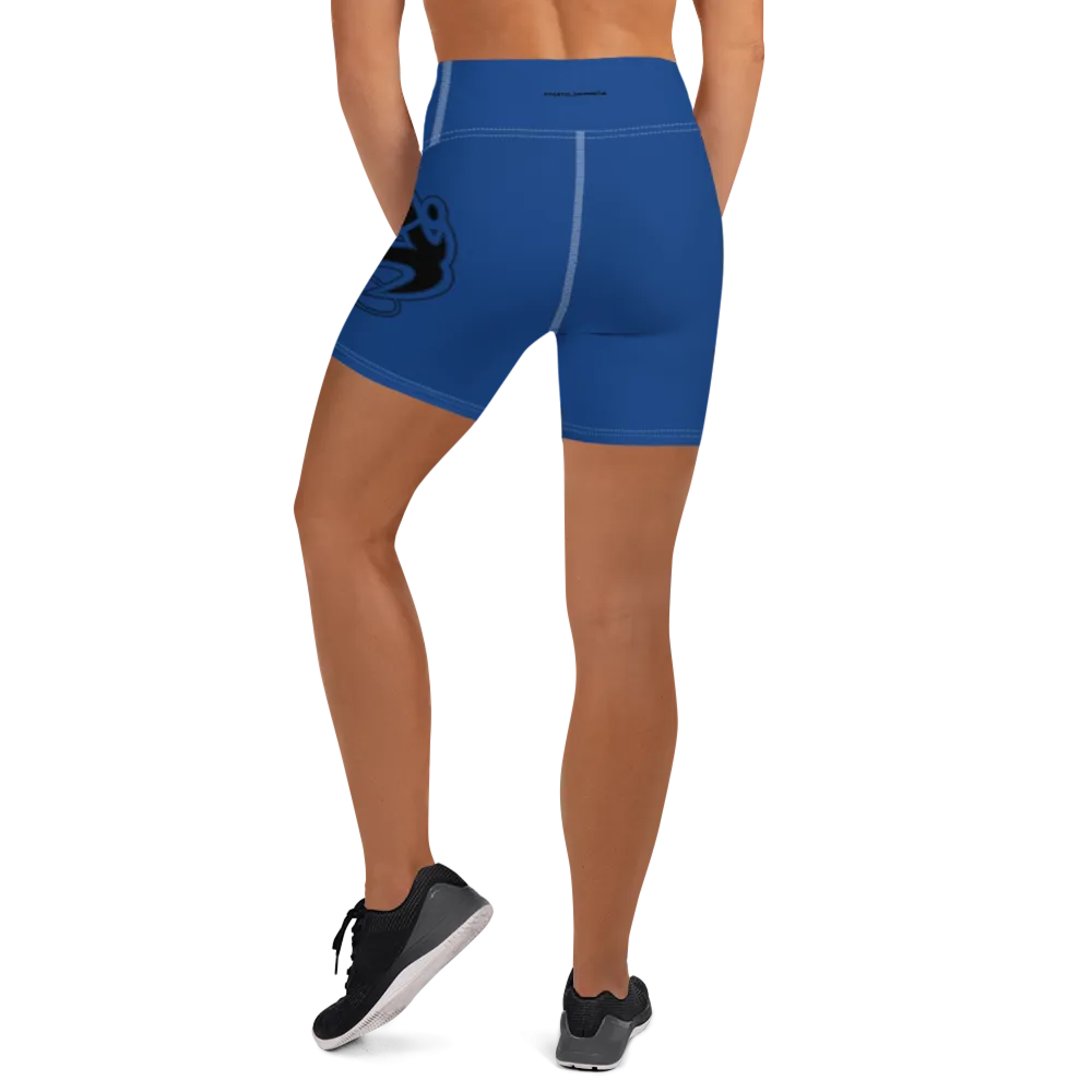 Athletic Apparatus Blue 2 Black Logo White stitch Yoga Shorts