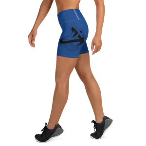 Athletic Apparatus Blue 2 Black Logo White stitch Yoga Shorts