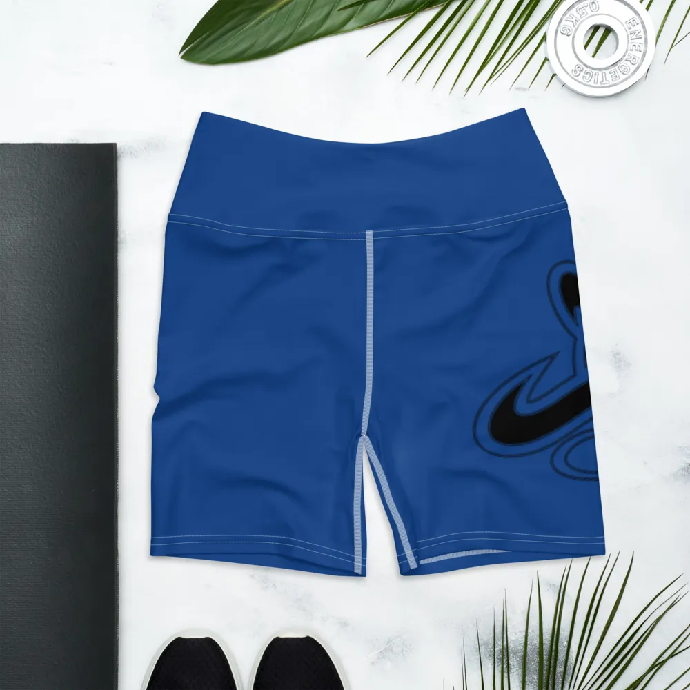 Athletic Apparatus Blue 2 Black Logo White stitch Yoga Shorts
