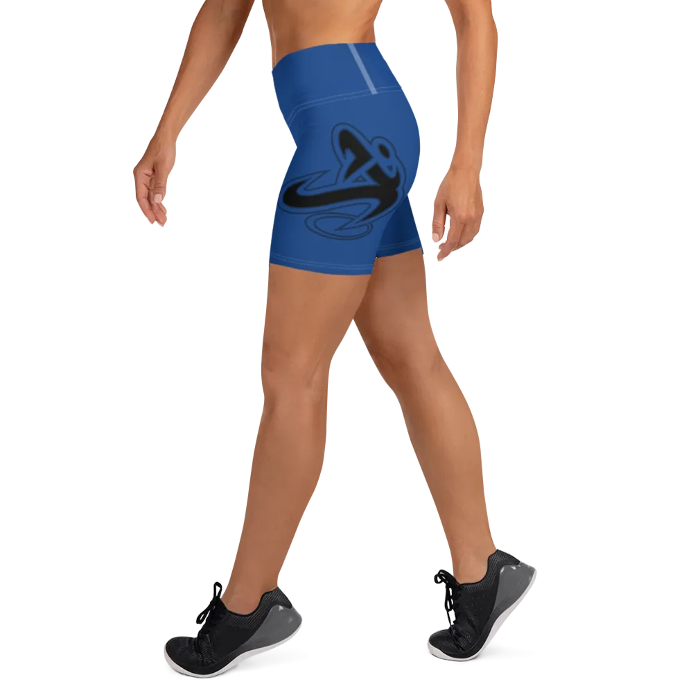 Athletic Apparatus Blue 2 Black Logo White stitch Yoga Shorts