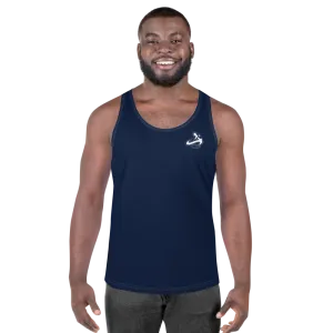 Athletic Apparatus Navy White logo White stitch Unisex Tank Top