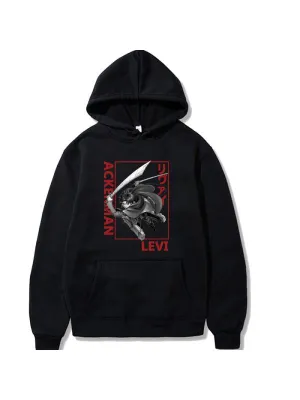 Attack on Titan Levi Ackerman Printed Anime Hoodies Unisex Casual Sportshirts