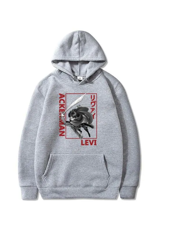 Attack on Titan Levi Ackerman Printed Anime Hoodies Unisex Casual Sportshirts