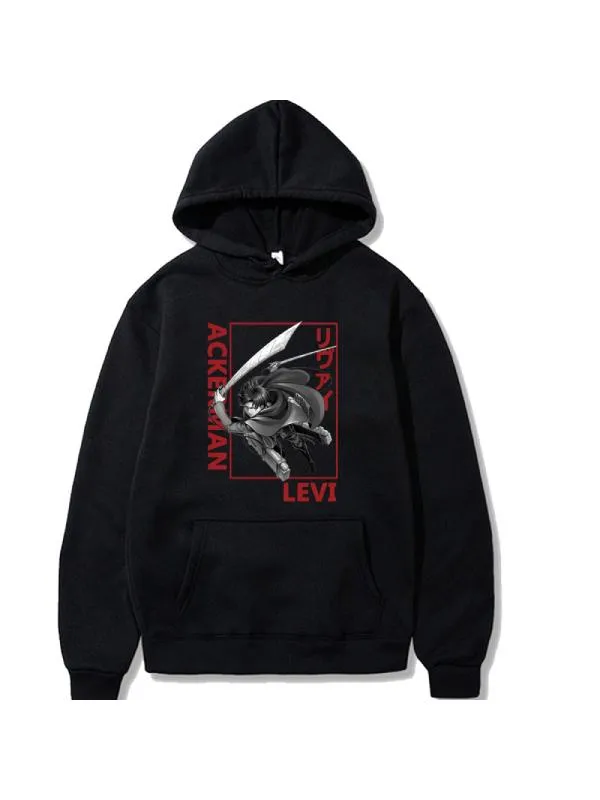Attack on Titan Levi Ackerman Printed Anime Hoodies Unisex Casual Sportshirts