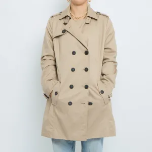 Beige Double Breasted Trench Coat - UK 12