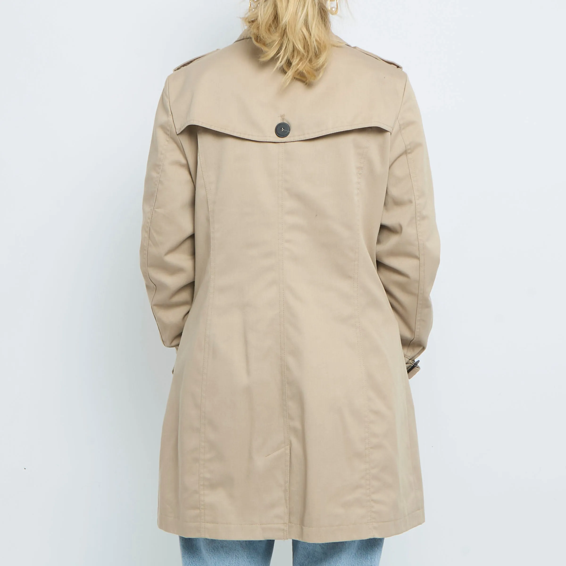 Beige Double Breasted Trench Coat - UK 12