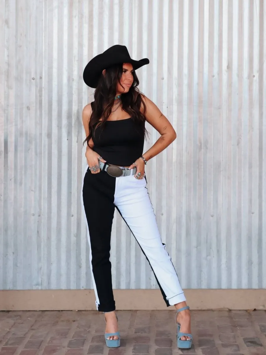 Black and White Poison Patchwork Jeans