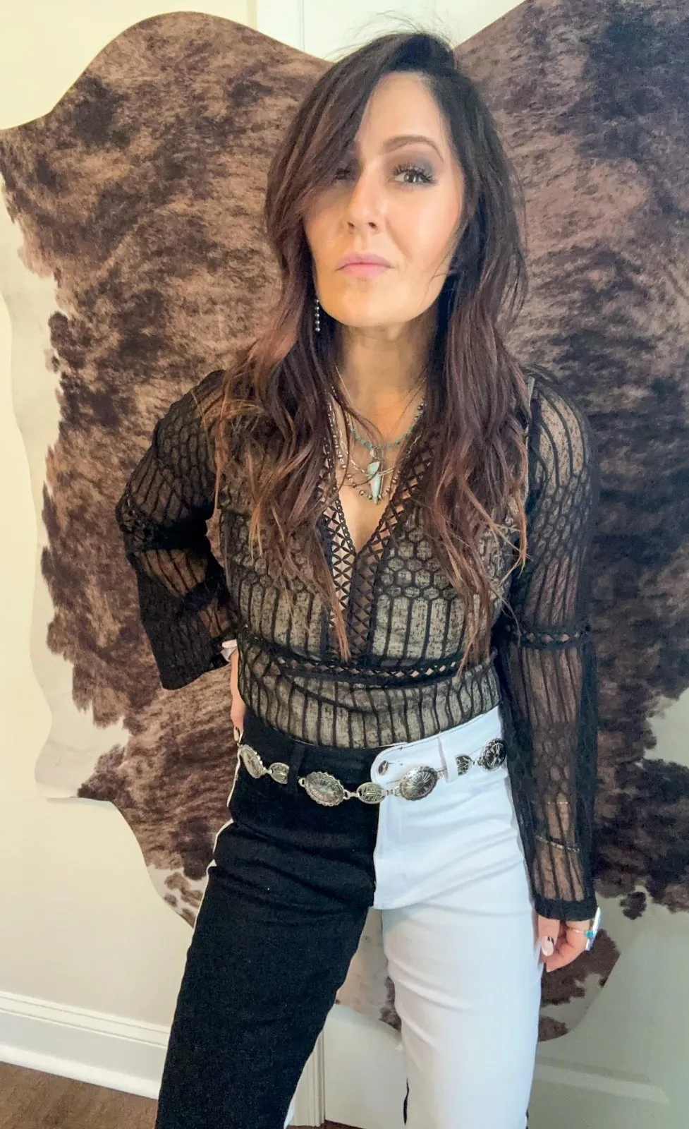 Black and White Poison Patchwork Jeans
