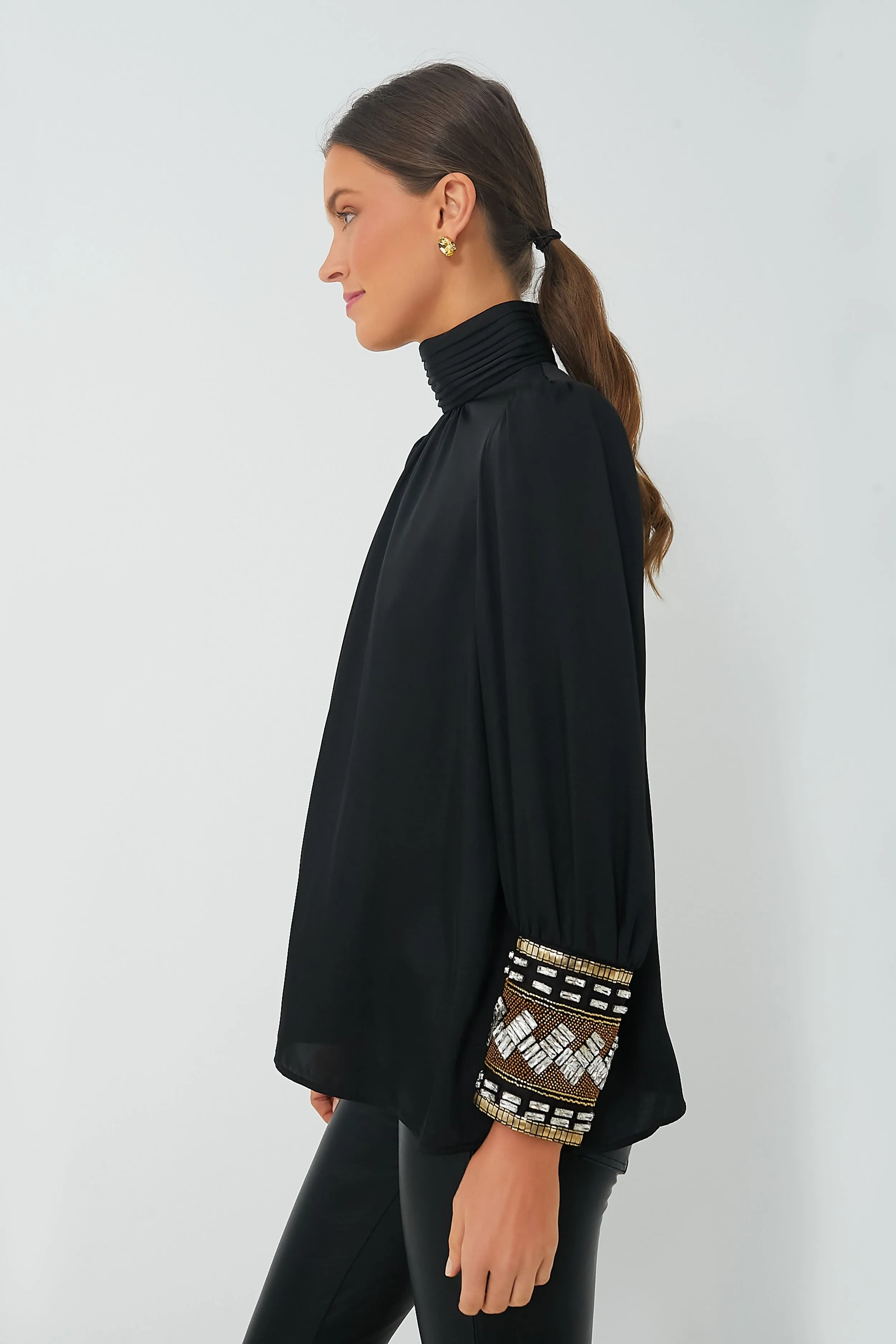 Black Embellished Faven Blouse