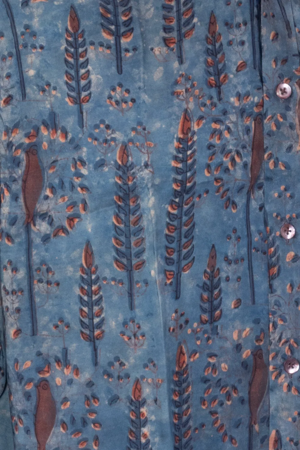 Blue Full Sleeve Jahota Print Modal Silk Mens Shirt 10074378
