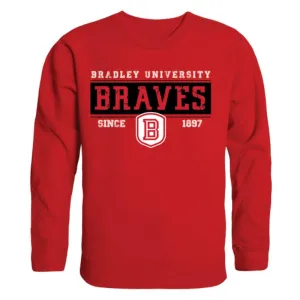 Bradley University Braves Established Crewneck Pullover Sweatshirt Sweater Red
