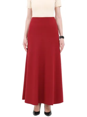 Burgundy A-Line Style Comfy Maxi Dress Skirt