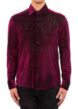 Burgundy Paisley Velvet Shirt