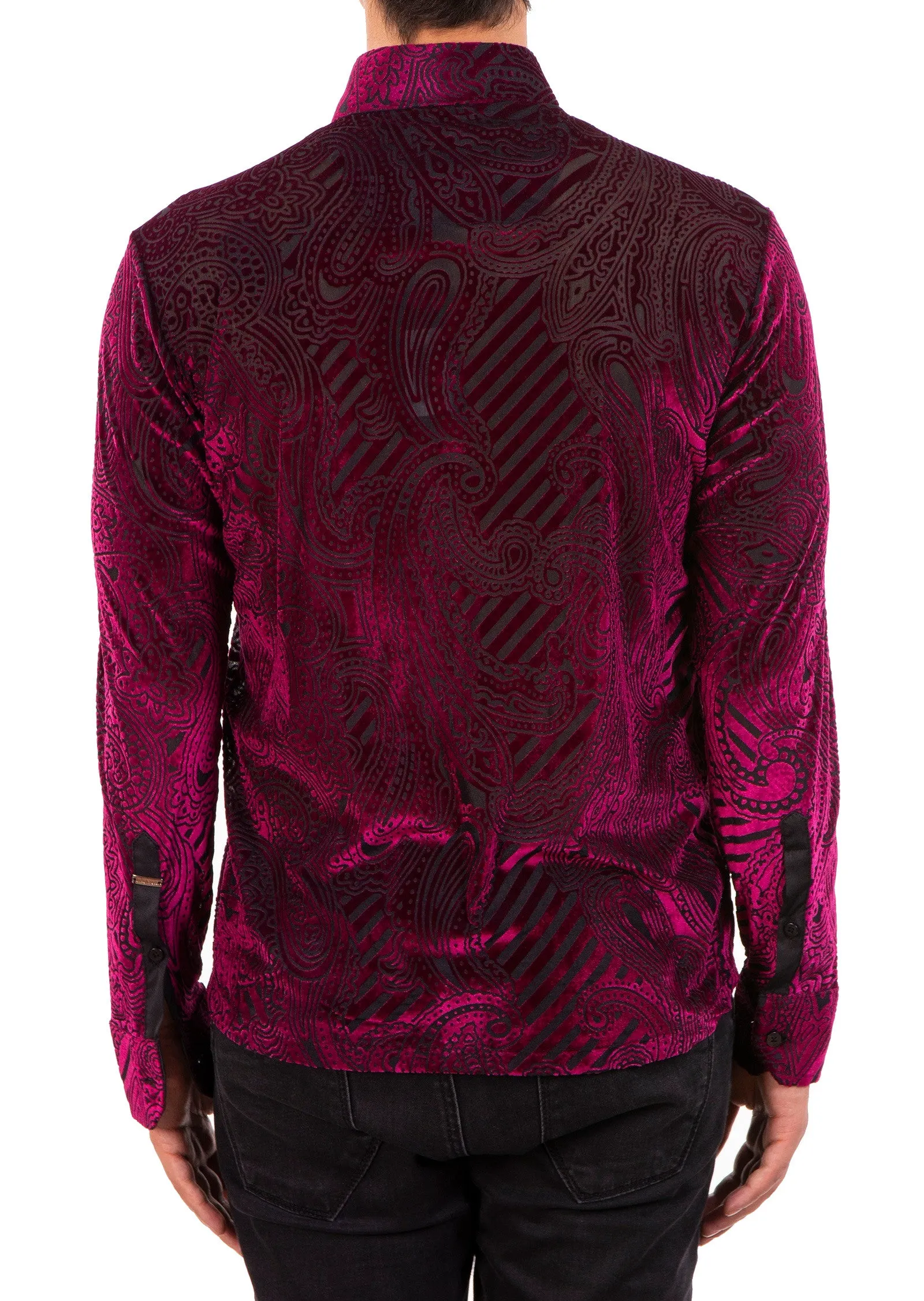 Burgundy Paisley Velvet Shirt