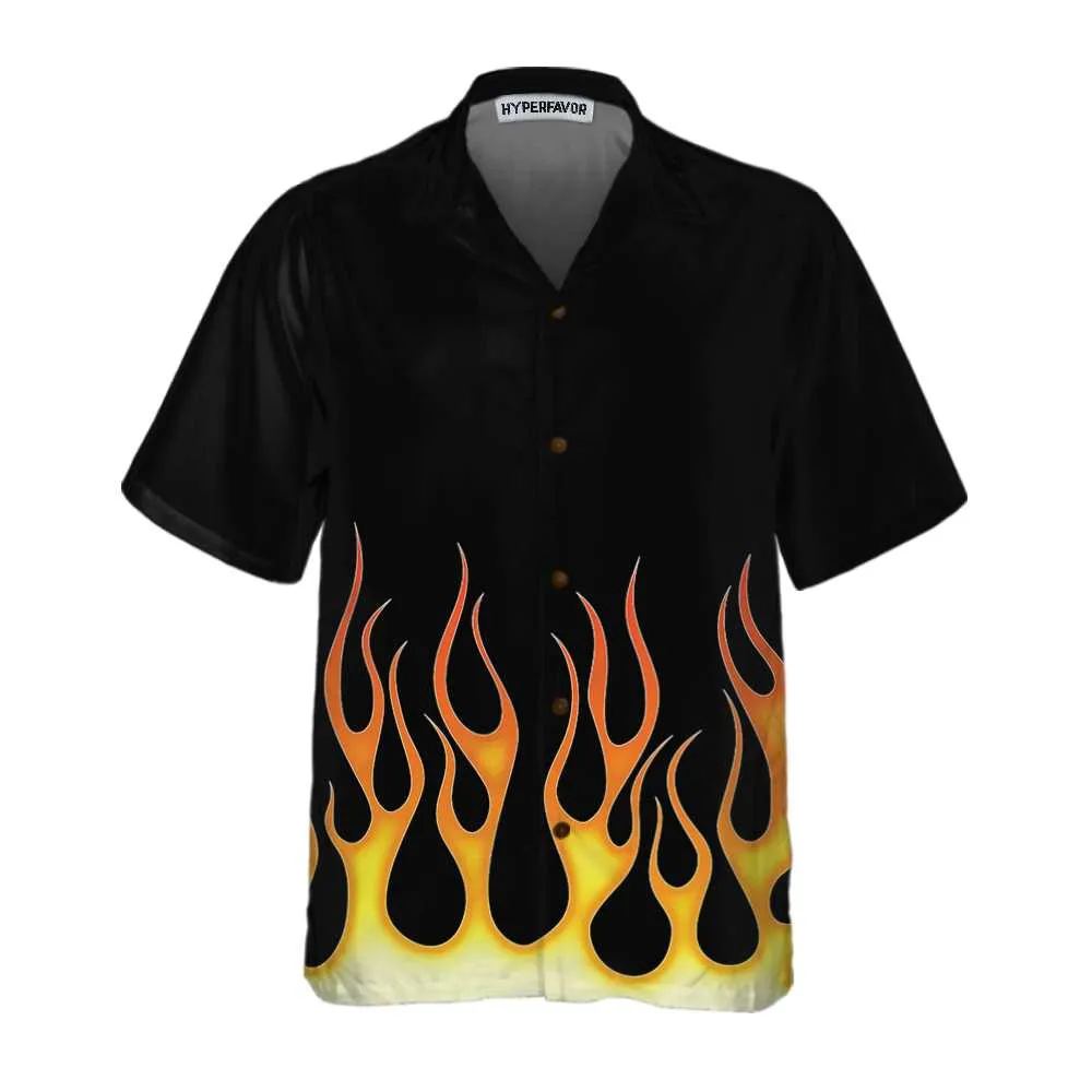 Burning Flame Hawaiian Shirt, Short Sleeve Flame Shirt For Men, Flame Print Shirt