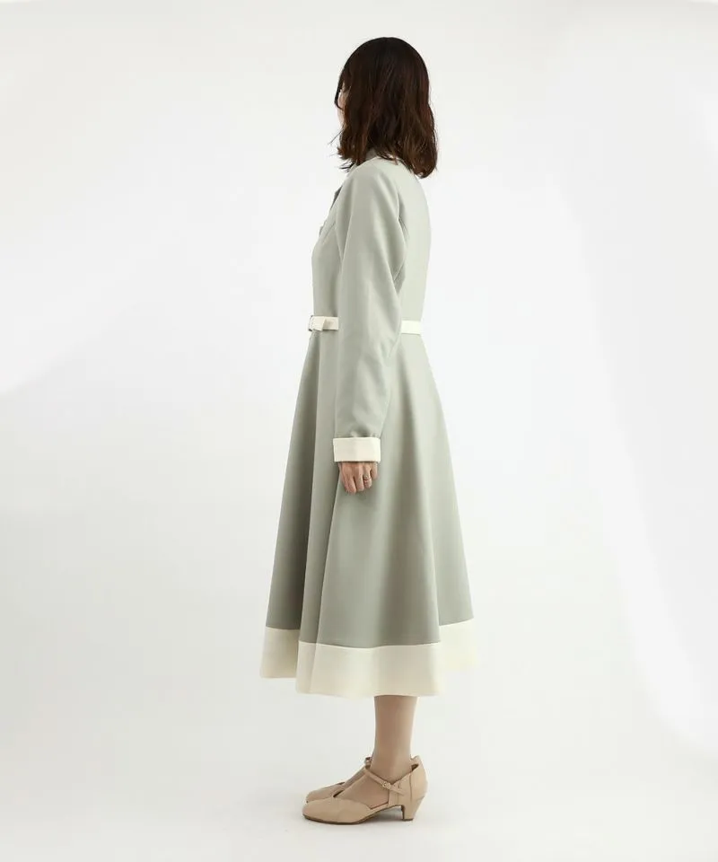 Cameo Button Bicolor Coat
