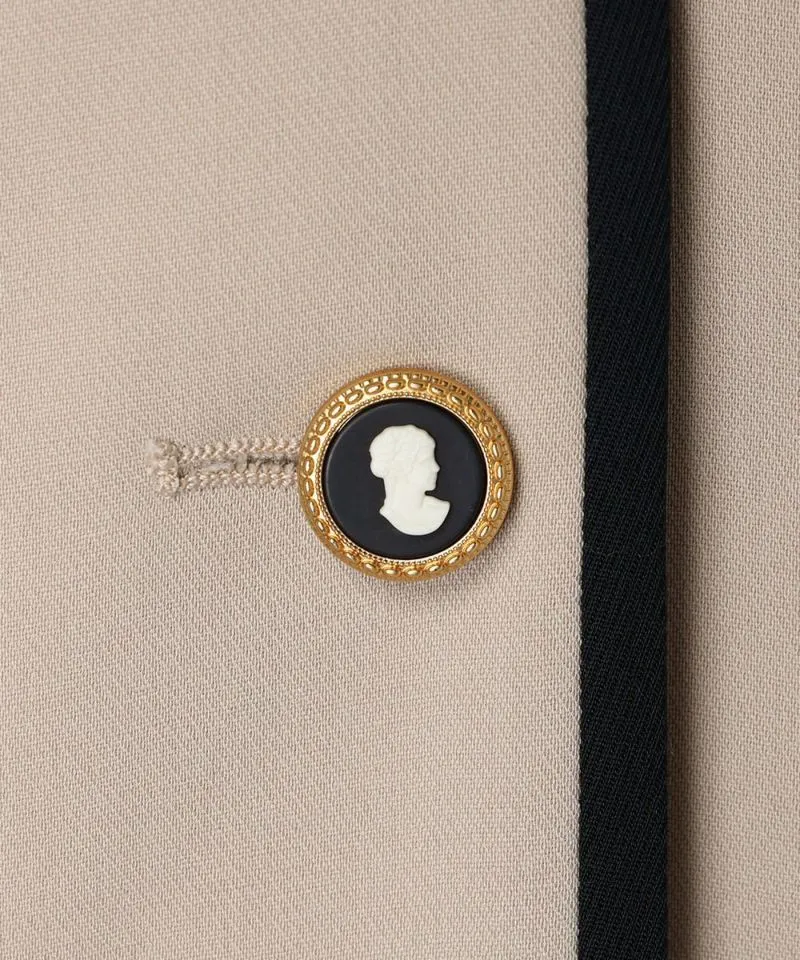 Cameo Button Bicolor Coat
