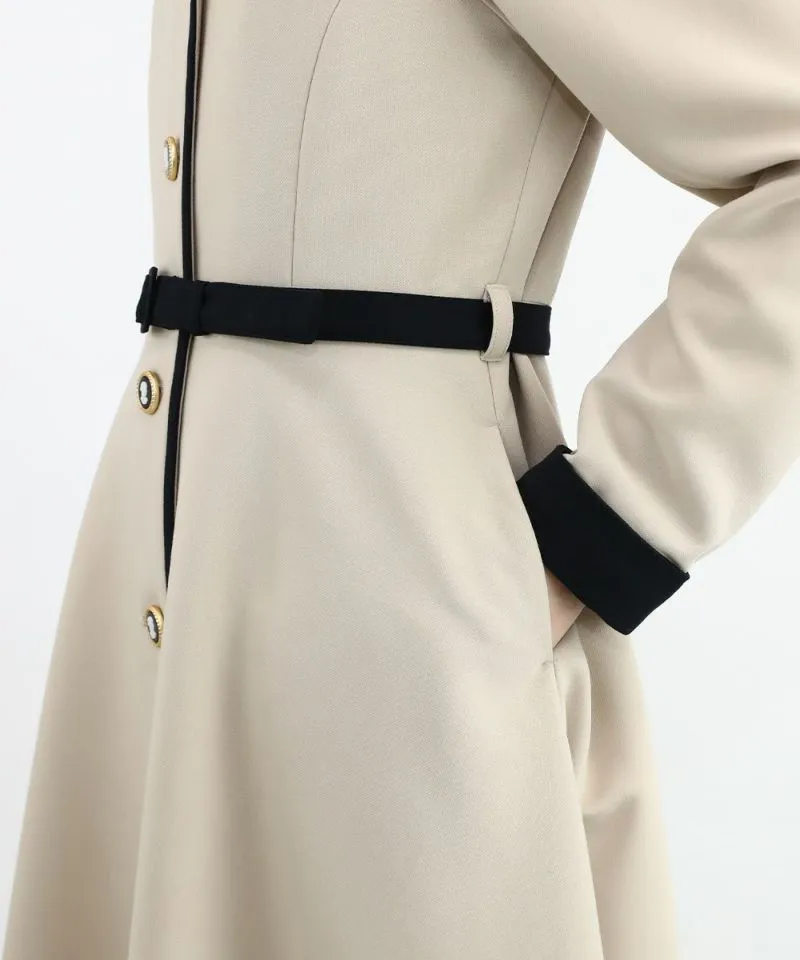Cameo Button Bicolor Coat