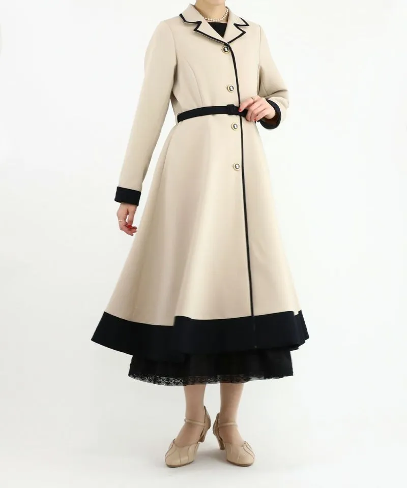 Cameo Button Bicolor Coat