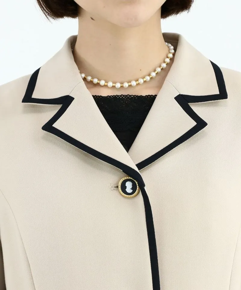 Cameo Button Bicolor Coat