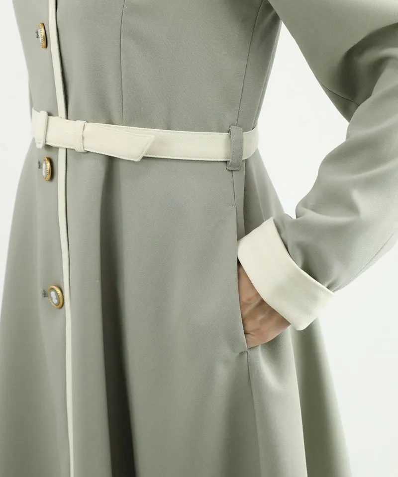 Cameo Button Bicolor Coat