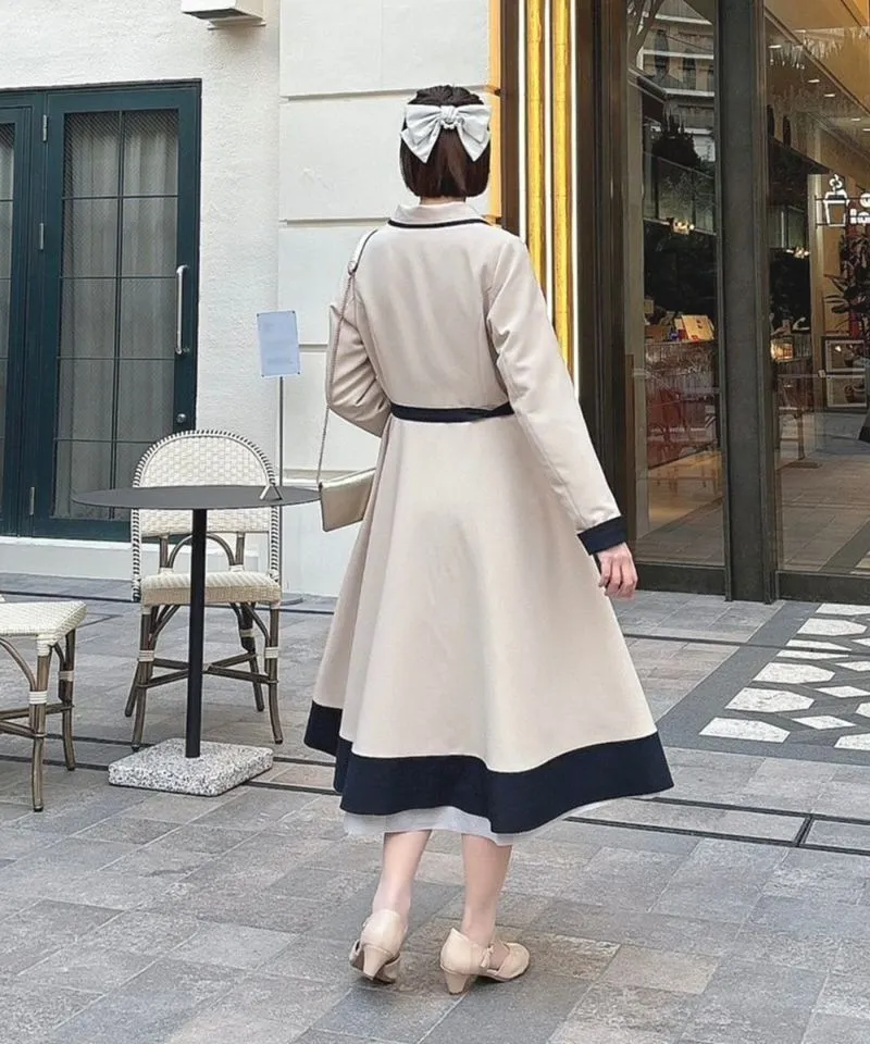 Cameo Button Bicolor Coat