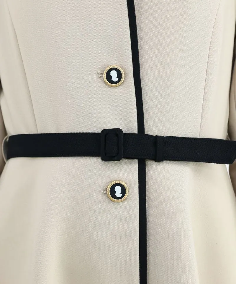 Cameo Button Bicolor Coat