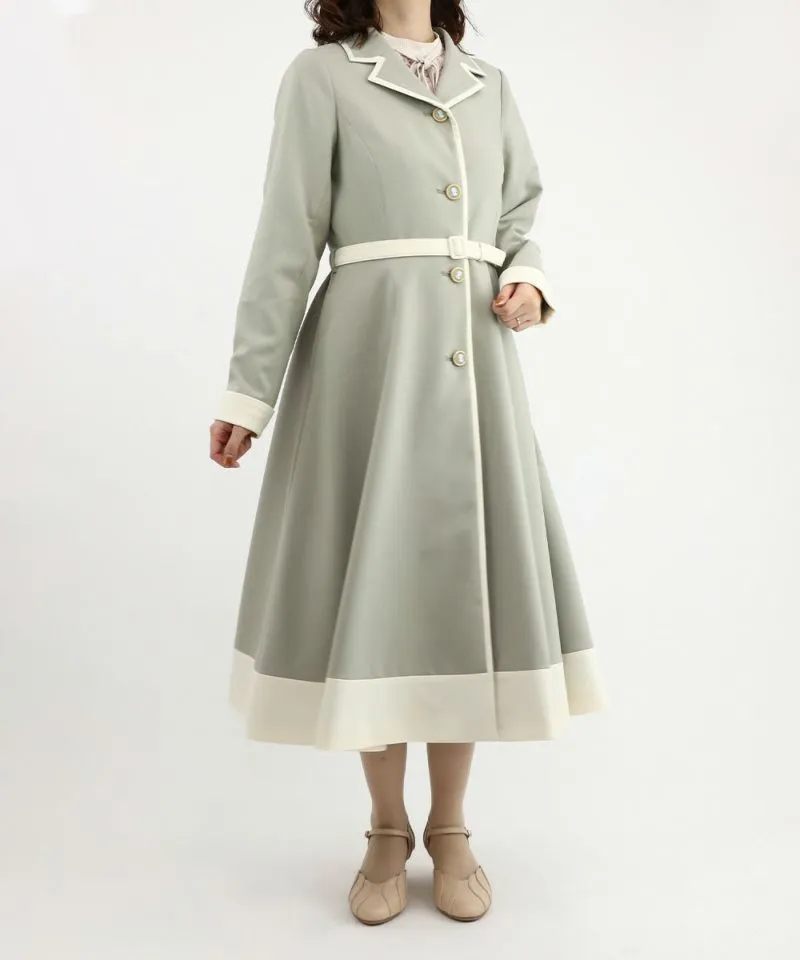 Cameo Button Bicolor Coat