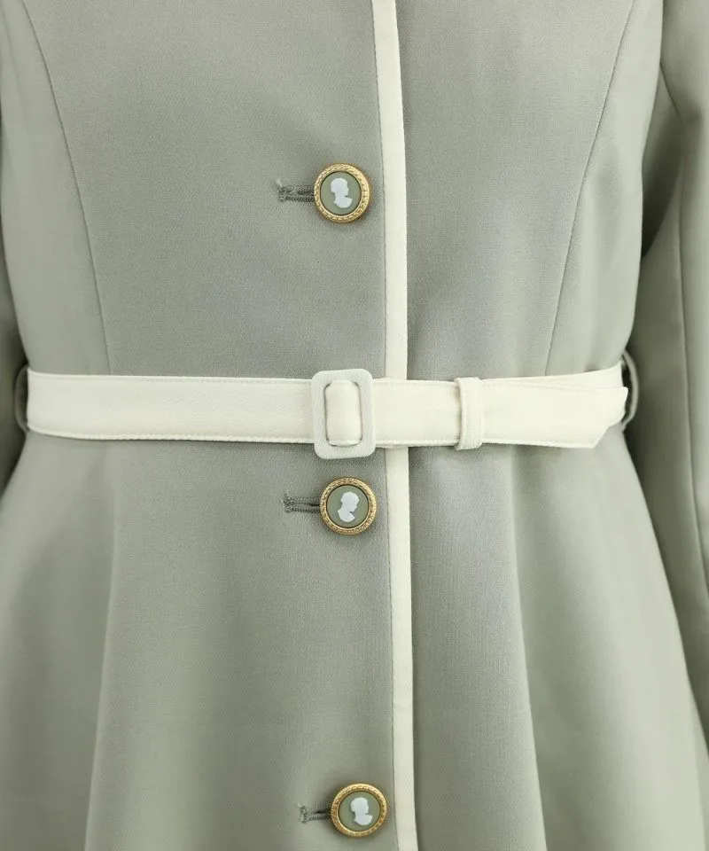 Cameo Button Bicolor Coat