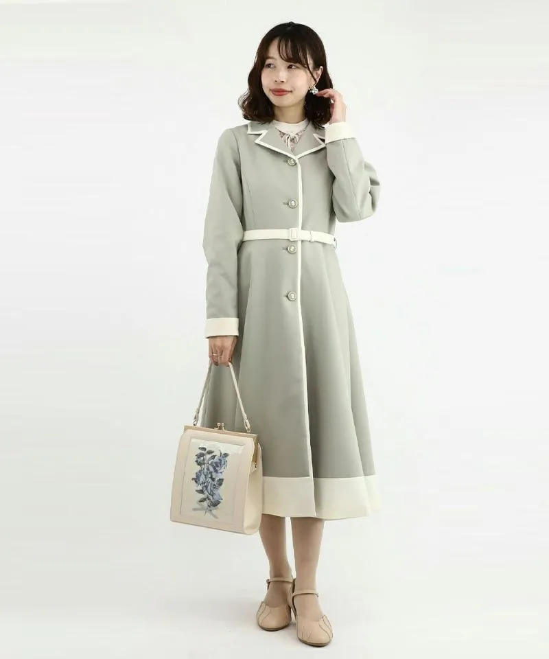 Cameo Button Bicolor Coat