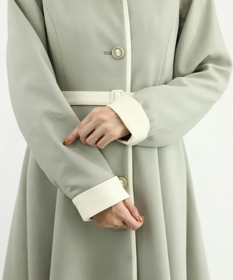Cameo Button Bicolor Coat