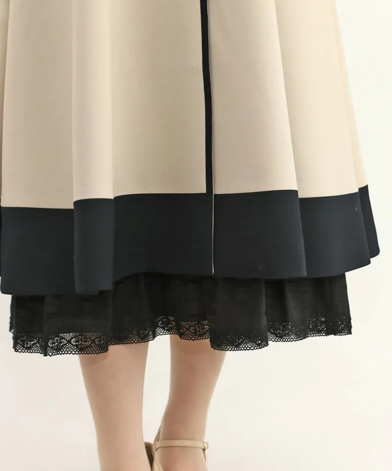 Cameo Button Bicolor Coat