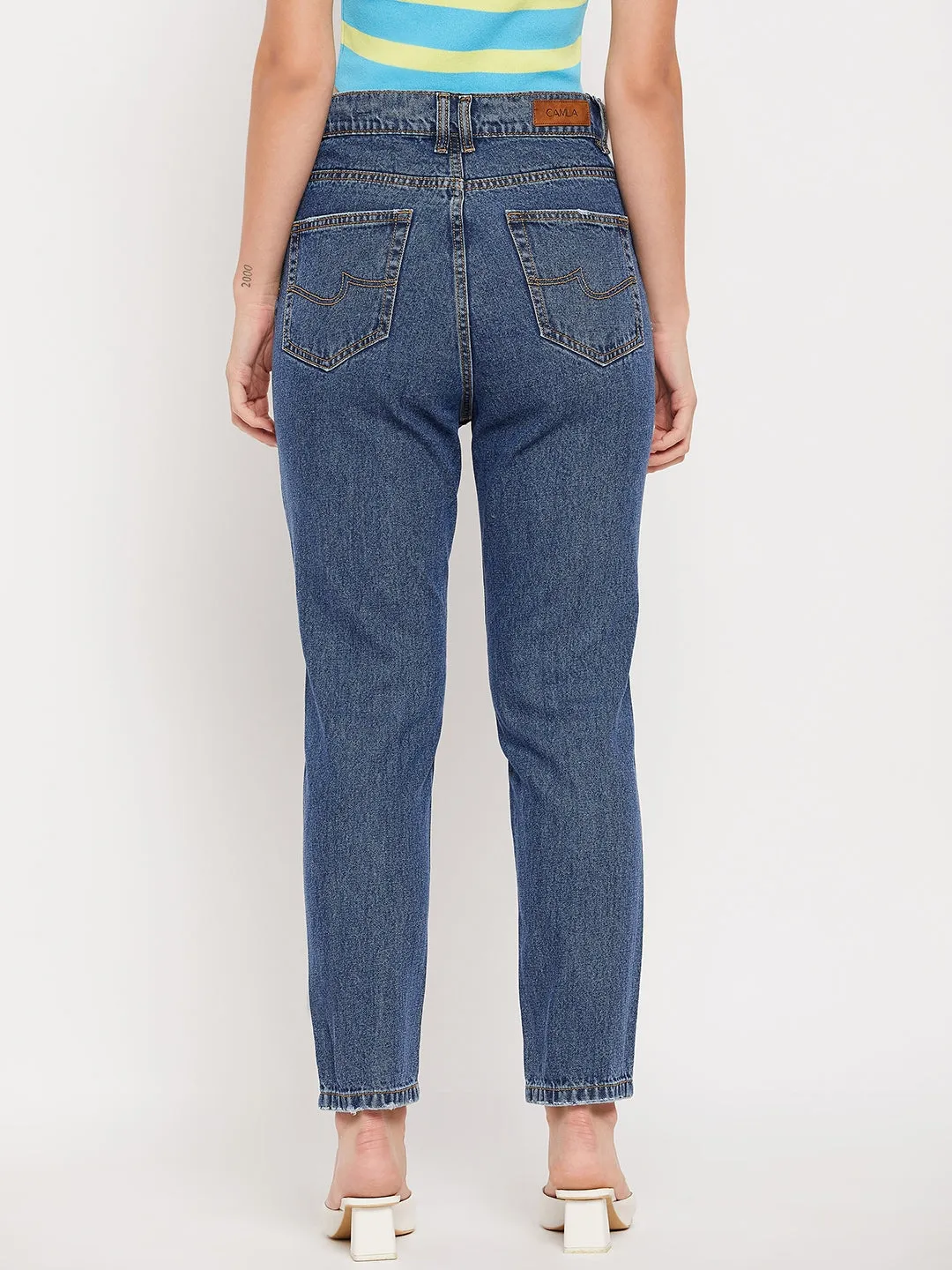 Camla Barcelona Blue High Rise Ankle  Length Jeans