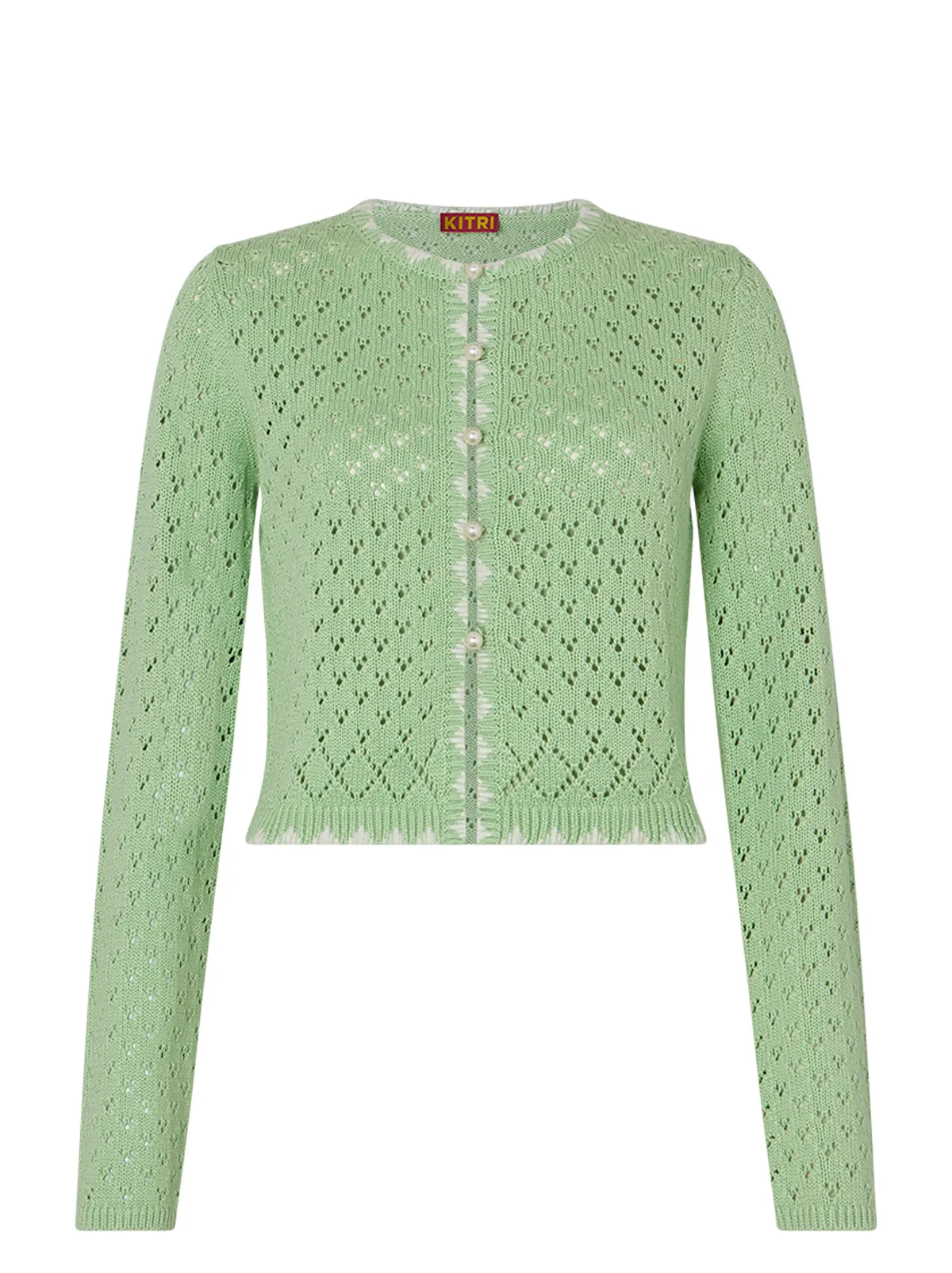 Carmel Pistachio Pointelle Knit Cardigan