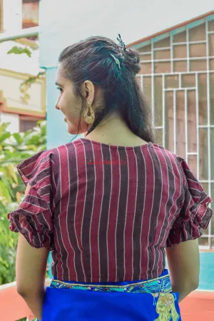 Coffee Maroon Kotpad stripes (Blouse)