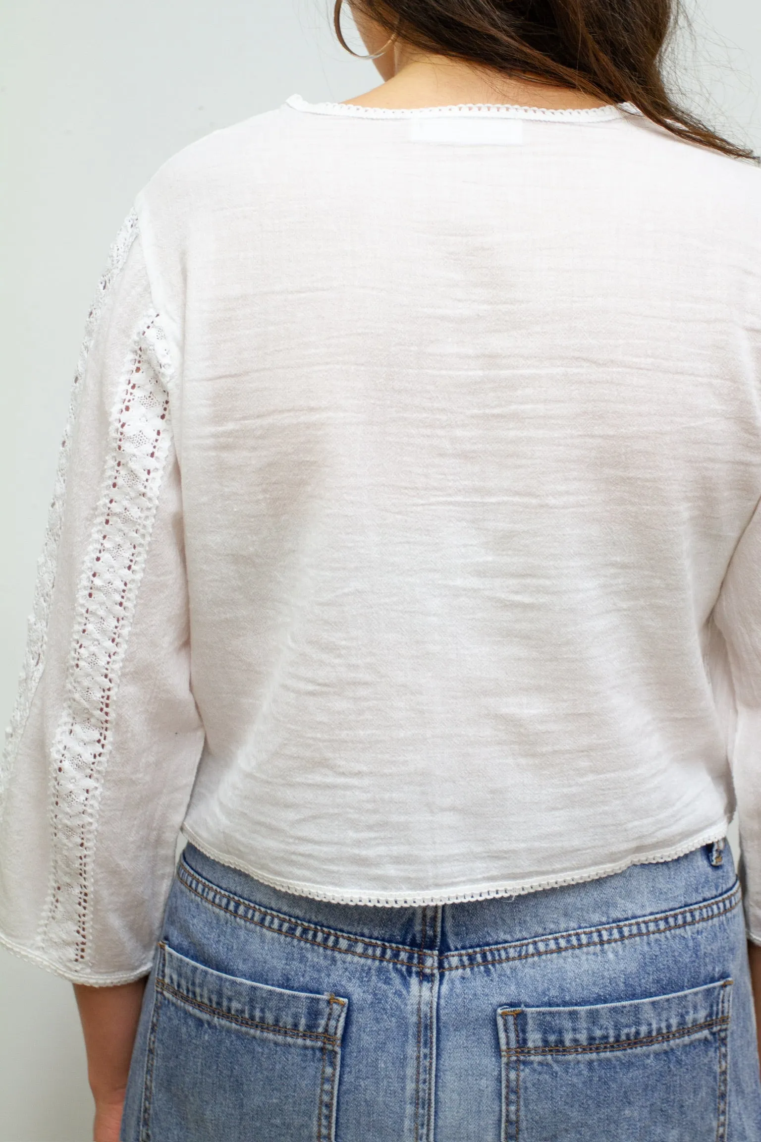 Cotton Lace Button Up Top