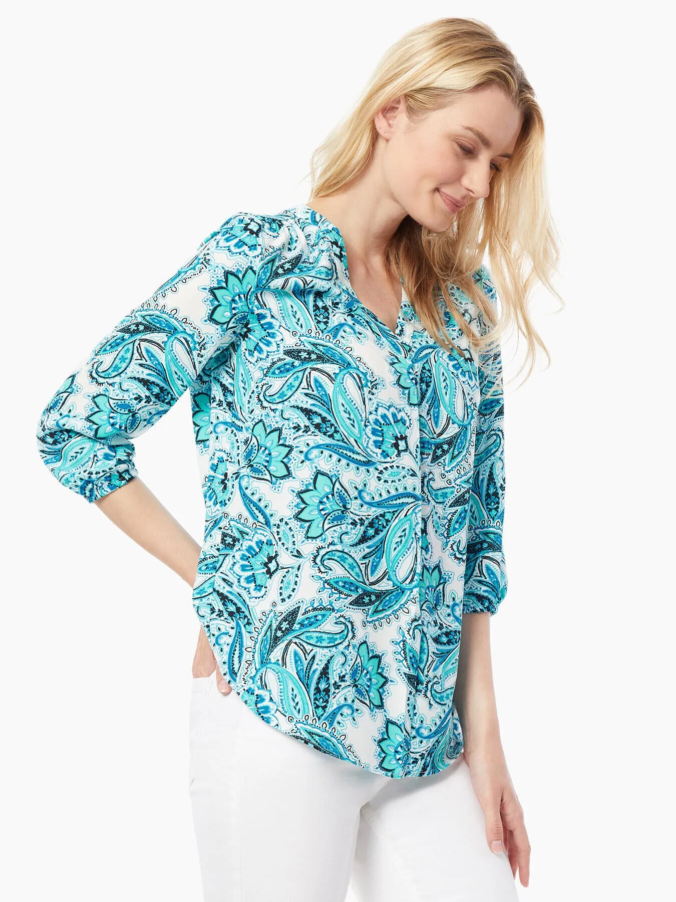Crepe de Chine V-Neck Kelly Blouse