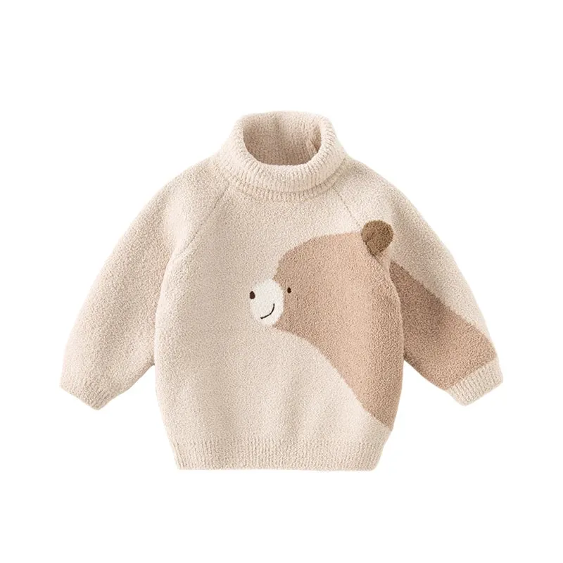 Cute Cartoon Design Turtleneck Soft Sweater for Girls Boys