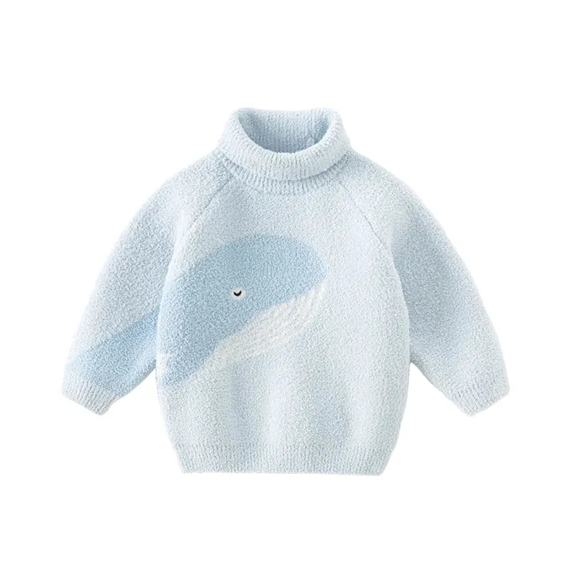 Cute Cartoon Design Turtleneck Soft Sweater for Girls Boys