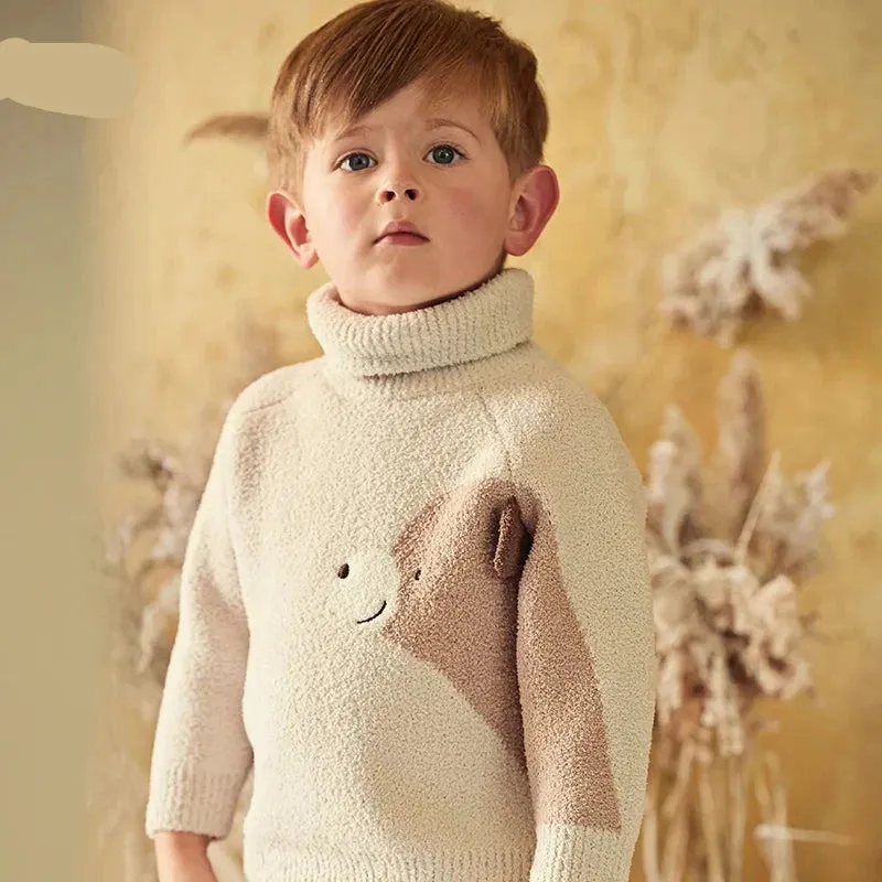 Cute Cartoon Design Turtleneck Soft Sweater for Girls Boys