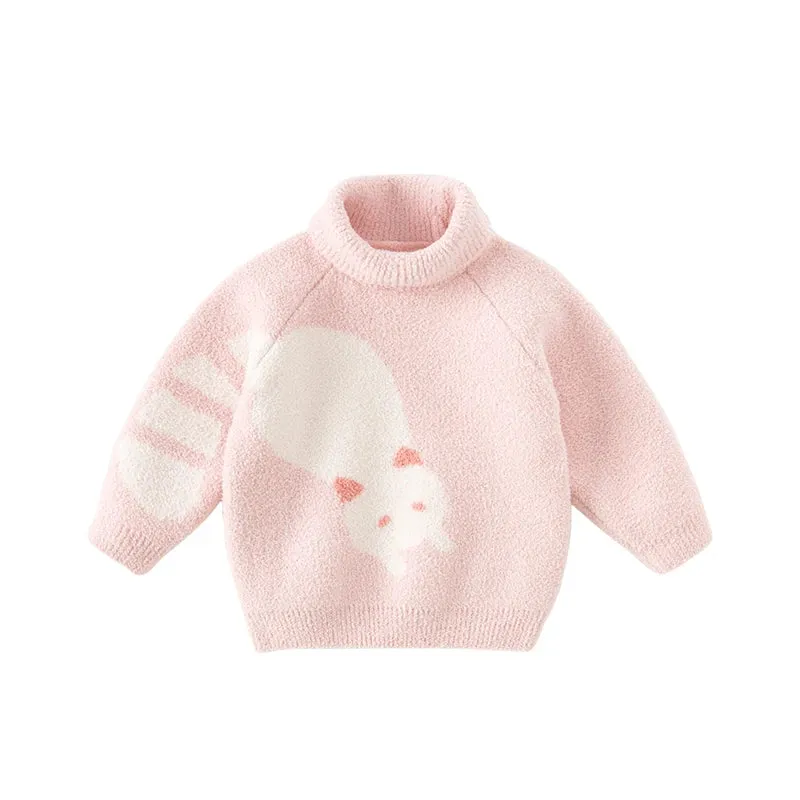 Cute Cartoon Design Turtleneck Soft Sweater for Girls Boys