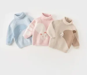 Cute Cartoon Design Turtleneck Soft Sweater for Girls Boys
